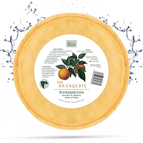 Meine Orangerie Drainagekissen für Kübelpflanzen [Ø 25cm] - Nie mehr Staunässe! Dauerhaft perfekte Drainage für alle Topfpflanzen ohne aufwändige Blähton, Perlite, Granulat und Kies-Schicht