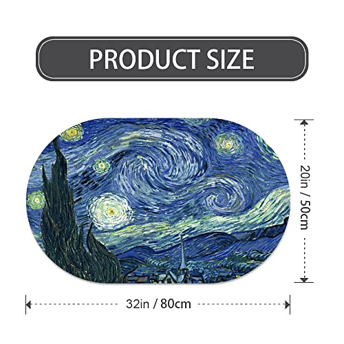 Image of Diatomaceous Earth Bath mat ,Van Gogh Starry Night Super Absorbent Oval Fast Drying Non-Slip Diatomite Mud Bathroom Floor Rugs,Office Doormat Kitchen Dining Living Hallway Area Rug,50cmx80cm