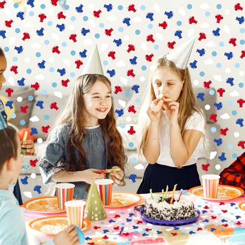 Image of Whaline 300 Pcs Airplane Table Confetti Cloud Airplane Dot Table Centerpieces for Aviation Birthday Baby Shower Party Supplies
