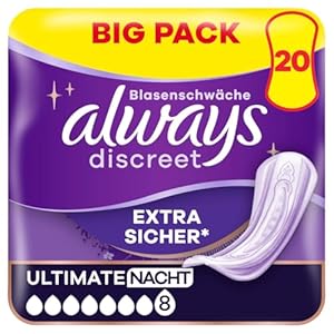 Always Discreet Ultimate Nacht Inkontinenzeinlagen, 20 Stück