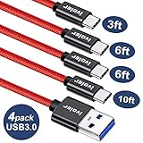 [4 Packs] iVoler USB Type C Cable to USB A 3.0(3FT/6FT/6FT/10FT)Nylon Aluminum 56k OHM Type-C High Speed Data Sync&Durable Power Cord for Samsung Galaxy S9/S9 Plus/S8/Note 8,Huawei P10 & More(Black)