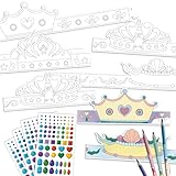 Papierdrachen Bastelset für Kinder - Papierkronen zum Ausmalen - Fabelwesen - kreativ - 8 Stück - Kindergeburtstag - ab 3 Jahren