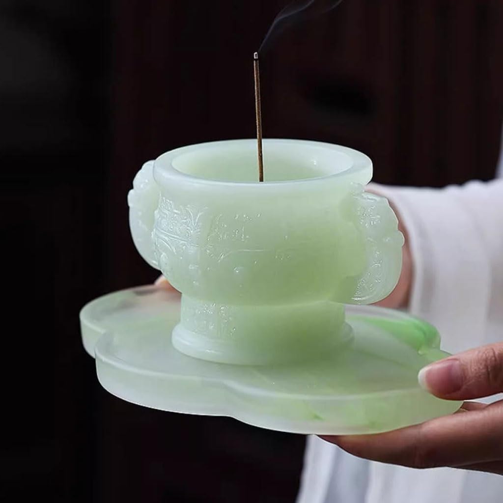 Quemador de incienso de cascada, quemador de incienso chino antiguo para interiores, soporte de incienso de jade con base de reflujo