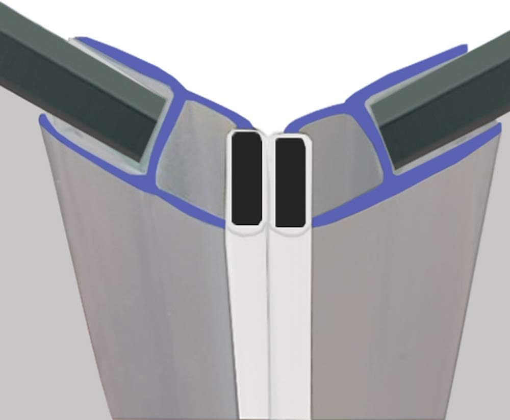 Magnetic Shower Seals | Sold in Pairs | Fits 10mm Glass | 135° Magnet for Straight or Quadrant Doors | 2 Metres Long | MAG003