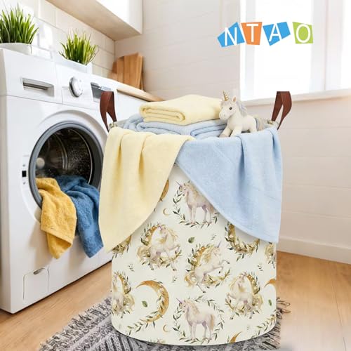 Image of Lindo Dreamy Unicorn Laundry Hamper, Laundry Basket, Baby Nursery Hamper, Waterproof Storage Bin, Clothes Organizer Basket, Room Decor (Moonlight Unicorn)