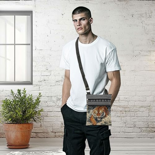 Tiger Waves Art Print Crossbody Bag Adjustable Shoulder Strap Messenger Bag Unique Holiday Present Birthday Gift for Adult Friend Tiger Lover 5