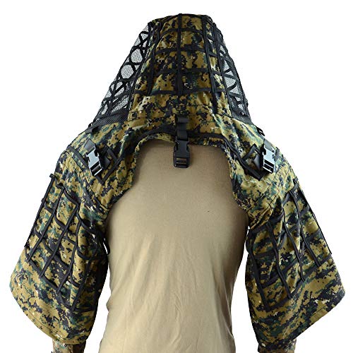 LytHarvest Sniper Ghillie Suit Foundation, Ripstop, Camouflage Tactical Ghillie Hood (Digital Woodland)