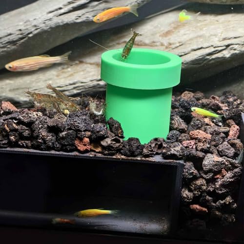 Image of Fish Shrimp Cave Aquarium Tunnel, Shrimp Hides for Aquarium, Fish Tank Accessories Decorations, Fish Cave Hideout for Aquarium (Black + Green Pipe)