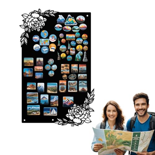 Anwicar Lavagna Magnetica - Bacheca magnetica con motivo rose - Ideale per magneti e appunti - Lavagna scrivibile - incl. kit di montaggio - 30x50 cm - Nero