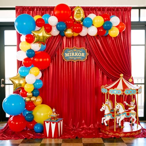 Image of 20x10 ft Wrinkle Free Red Sequin Backdrop Curtain for Parties-Thick Not Fall-Off Glitter Backdrop Drapes-2 Panels 5x10ft Shimmer Photo Back Drop Cloth for Wedding Birthday Photography Background