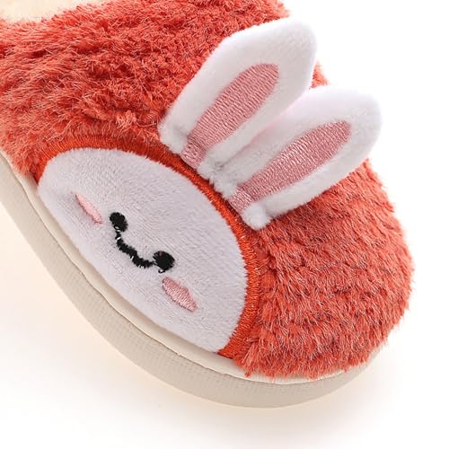 Kids Cute Cartoon Bunny House Slippers Flat Closed Toe Indoor Fuzzy Slippers Boys Girls Slip On House Bedroom Shoes3