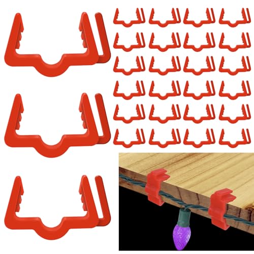 Christmas Light Hangers Clips 7/8 inch Fascia Board Clips Hooks Holiday Deck Light Hooks for Christmas Decoration Roof Gutter Fence in Thickness from 3/4'' to 7/8