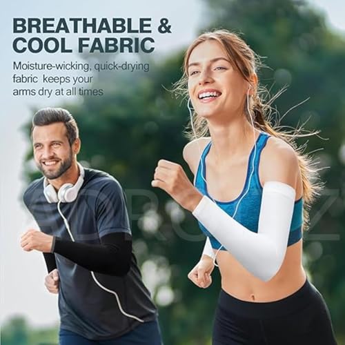 Image of EASYSHOP UV Sun Protection Arm Sleeves for Men & Women, UPF 50 Arm Cover for Biking,Cricket,Cycling, Golf, Outdoor Sports 2 Pair