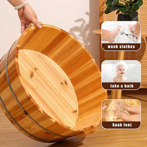 Secchio per pediluvio in legno massello, realizzato a mano, per pedicure, in legno naturale, per uso domestico