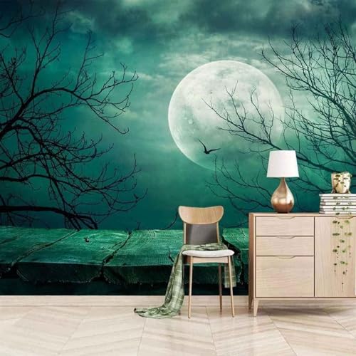 YueMingDi Sala De Estar, Dormitorio, Fondo, Papel Tapiz, Árboles, Luna, Vista Nocturna, Paisaje, Decoración Creativa De La Sala De Estar-300Cm×210Cm