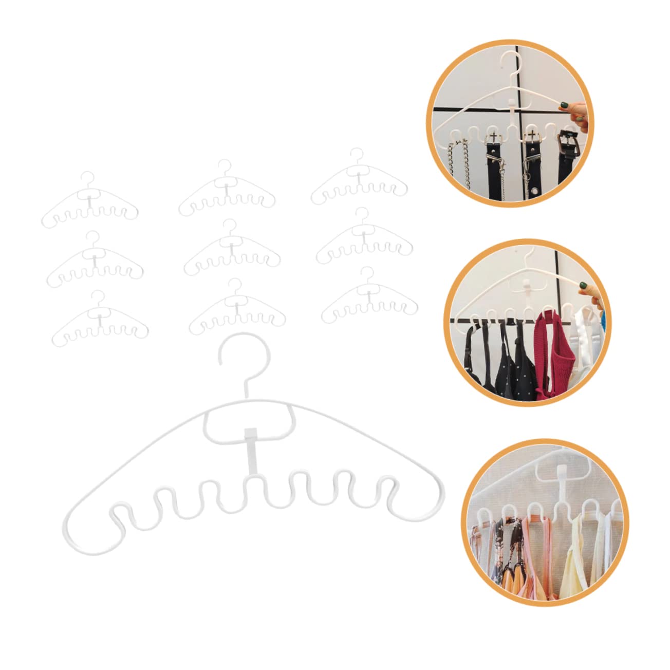 10 Cintres Organisateurs Pour Foulards, écharpes Et Ceintures – Transparent – Gain De Place Pour Placard