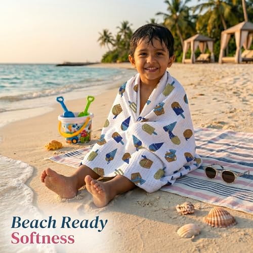 Image of Mafatlal Coo Coo 100% Cotton Kids Bath Towel (147x73 cm) | 250 GSM | Soft, Lightweight & Quick-Dry | Fun Cartoon Print | Multicolor | Perfect for Everyday Use | Pack of 1