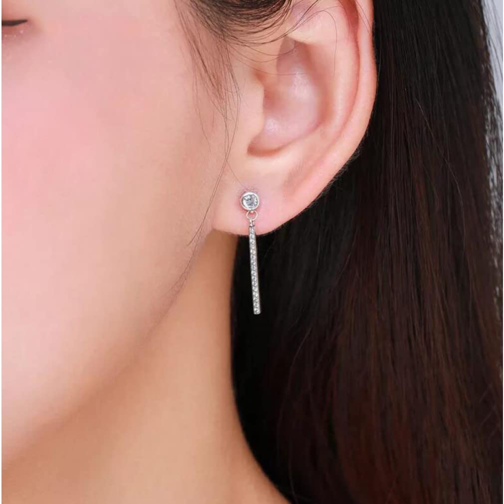 HLTYGWX Funkelnde Ohrhänger aus 925er-Sterlingsilber, transparente Hängeohrringe für Damen, Hochzeitsschmuck