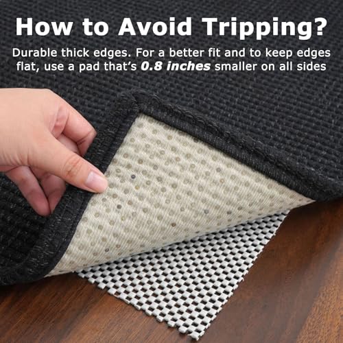 KOZYFLY Runners for Hallways 2x6 ft Washable Kitchen Runner Non Slip Rubber Backed Hall Runners Cotton Entryway Runner Rugs Floor Carpet for Indoor Backdoor Bedroom Kitchen, Black/Dark Grey