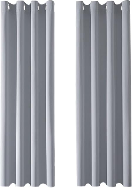 MRTREES Blackout Curtains Bedroom 90 Drop 2 Panels Light Grey Eyelet Thermal Curtain for Living Room Soft Texture Window Treatments for Kids 46x90 Inch 117x228 CM