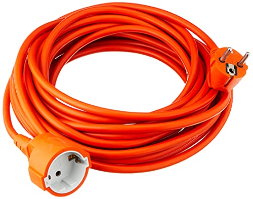 Garza - Cable alargador de corriente para jardín de 10 metros, naranja, con toma de tierra hasta 16 Amperios (3680W)