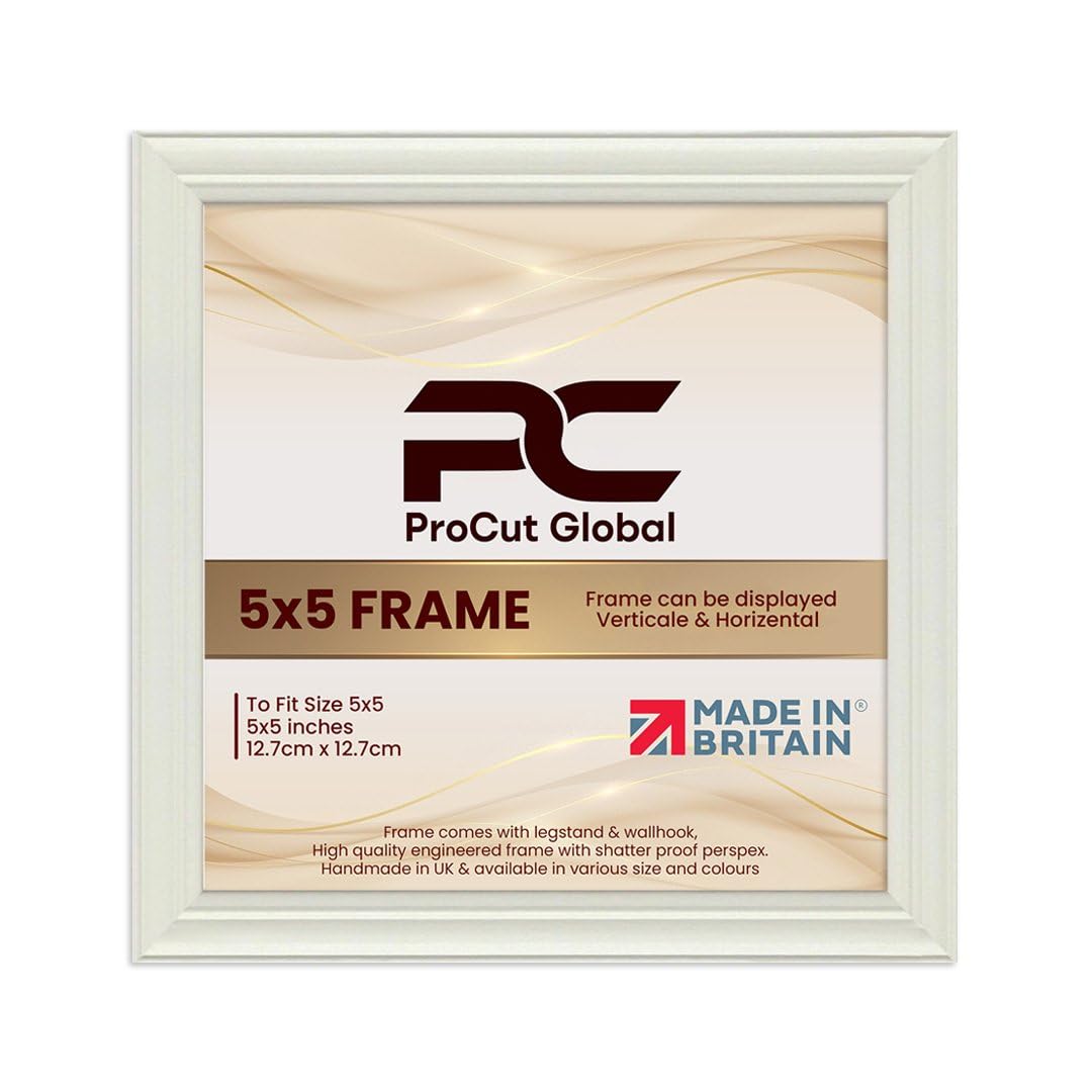 Procut Global 5x5 White Picture Frames - Classic Wooden Photo Frame with Shatterproof Perspex for Wall or Tabletop - Perfect for Posters, Certificates & Prints - Sizes & Colors Available โ image 1
