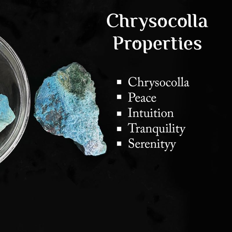 Image of Chrysocolla Raw Stone (1 Kg) | Natural Healing Crystal for Communication & Emotional Balance | Natural Stones for Meditation & Reiki | Decorative Crystals for Spiritual Home & Office Decor (3-4 Pcs)