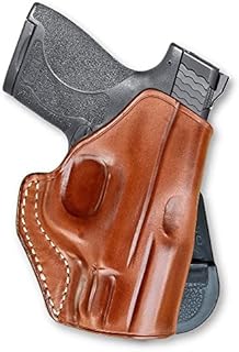 Premium Leather OWB Paddle Holster with Open Top Fits, Smith Wesson M&P Shield 9mm 3.1'', Right Hand Draw, Brown Color #1131#