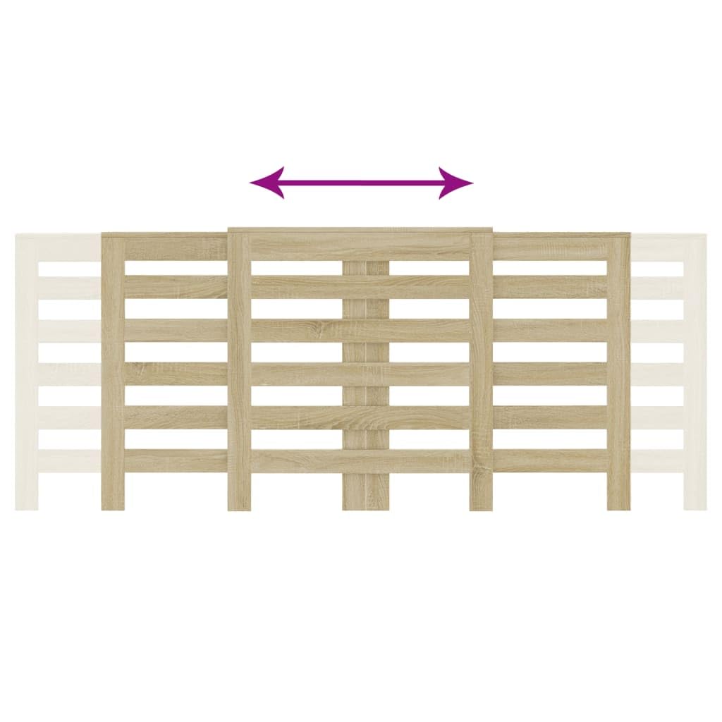 Revestimiento para radiador de roble Sonoma, 205 x 21,5 x 83,5 cm, con estante, moderno diseño de láminas, material de madera duradera para salón, baño o sótano, fácil montaje, soporte de