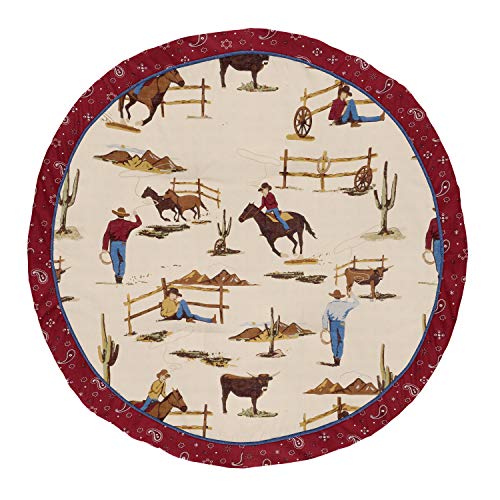 Image of Sweet Jojo Designs Tan and Red Cowboy Playmat Tummy Time Baby and Infant Play Mat for Wild West Collection