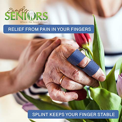 Simply Seniors Finger Splint - 4 Pieces - Set Of 2 Finger Splints + 2 Nylon Finger Sleeves For Trigger Finger & Arthritis Relief - Finger Brace For Straightening Or Support For Broken Fingers #TOP2