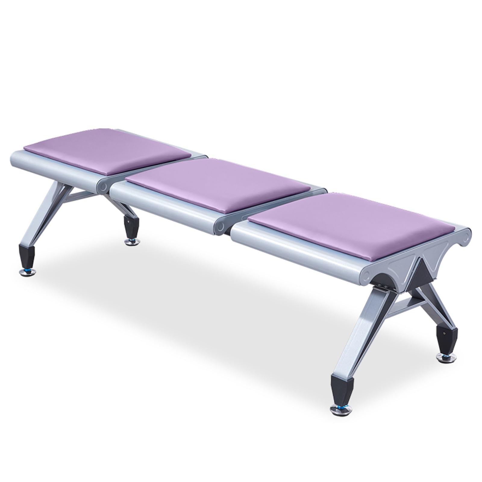 SnamicE Waiting Room Chairs,3-Seat Armless PU Office Reception Sofa, Backless Waiting Room Chairs for Airport, Bank, School - Stylish Red Guest Seating,Purple