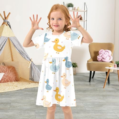 Girls Casual Dresses Cartoon Print Short Sleeve A Line Toddler Summer Dress4