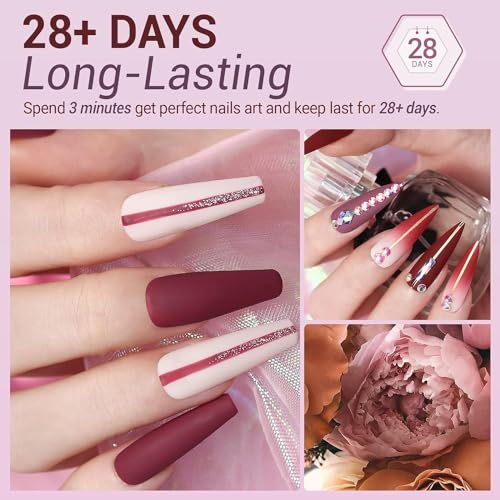 Image of Bolt Bee Gel Nail Polish Kit Gel Nail Polish- 6 Colors Winter Fall Brown Purple Burgundy Red Peach Pink Polish Soak Off for Women DIY Home Salon (Antique Rose (49+60+134+99+10+111))