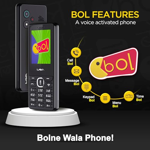 Image of Lava A5 (2025) Dual SIM Keypad Mobile with 2.4'' Big Display | UPI Support, 1200mAh Battery | BOL Feature | Camera | Auto Call Recording | Glass Finish | and 7 Regional Languages - Black