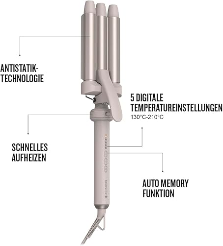 Remington 5in1 Hair Curler [3 Attachments 13-25mm, Curling Iron, Round Brush] Trendology (130°C-210°C LED Display, Waves, Natural Curls, Defined, All Hair Types) CI41MS5E51 - 3