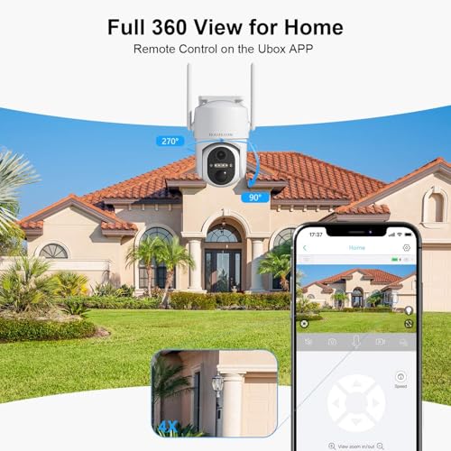 Image of HOSAFE.COM WiFi Camera, Security Camera Outdoor Wireless, CCTV Camera Systems, 360 Camera with PTZ, PIR Sensor, 2K HD Color Night Vision, SD /Cloud, IP66 Waterproof