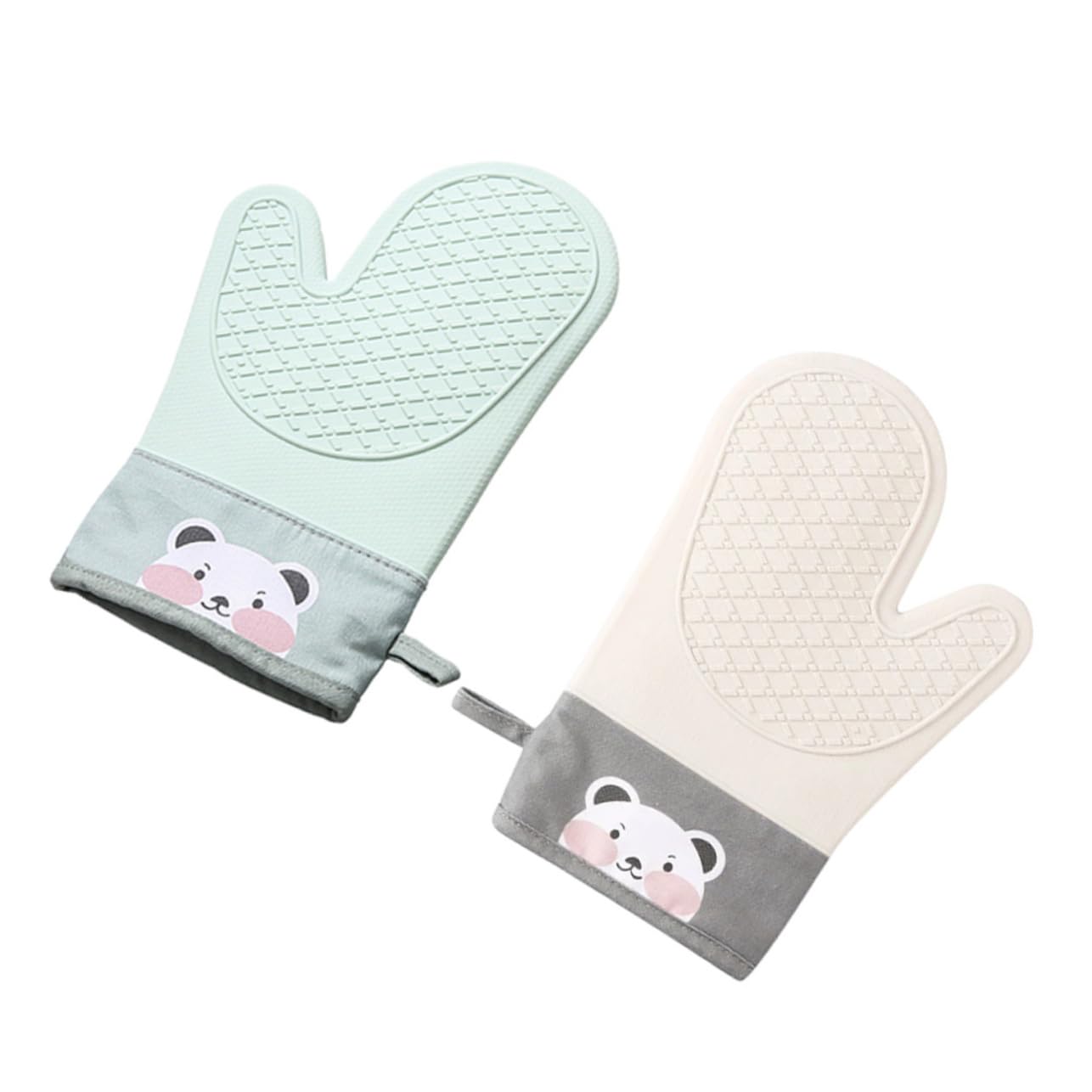 BESTYASH 2Pcs Heat Resistant Oven Mitts Thickened Cooking Gloves Scald Non Slip Design for Baking Microwave Use