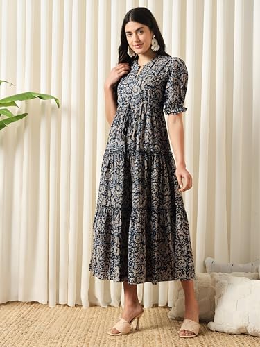 Image of KZULLY | Dress for Women | Summer Outfit | Elegant Casual | Puff Sleeves| Lightweight Polyester Fabric
