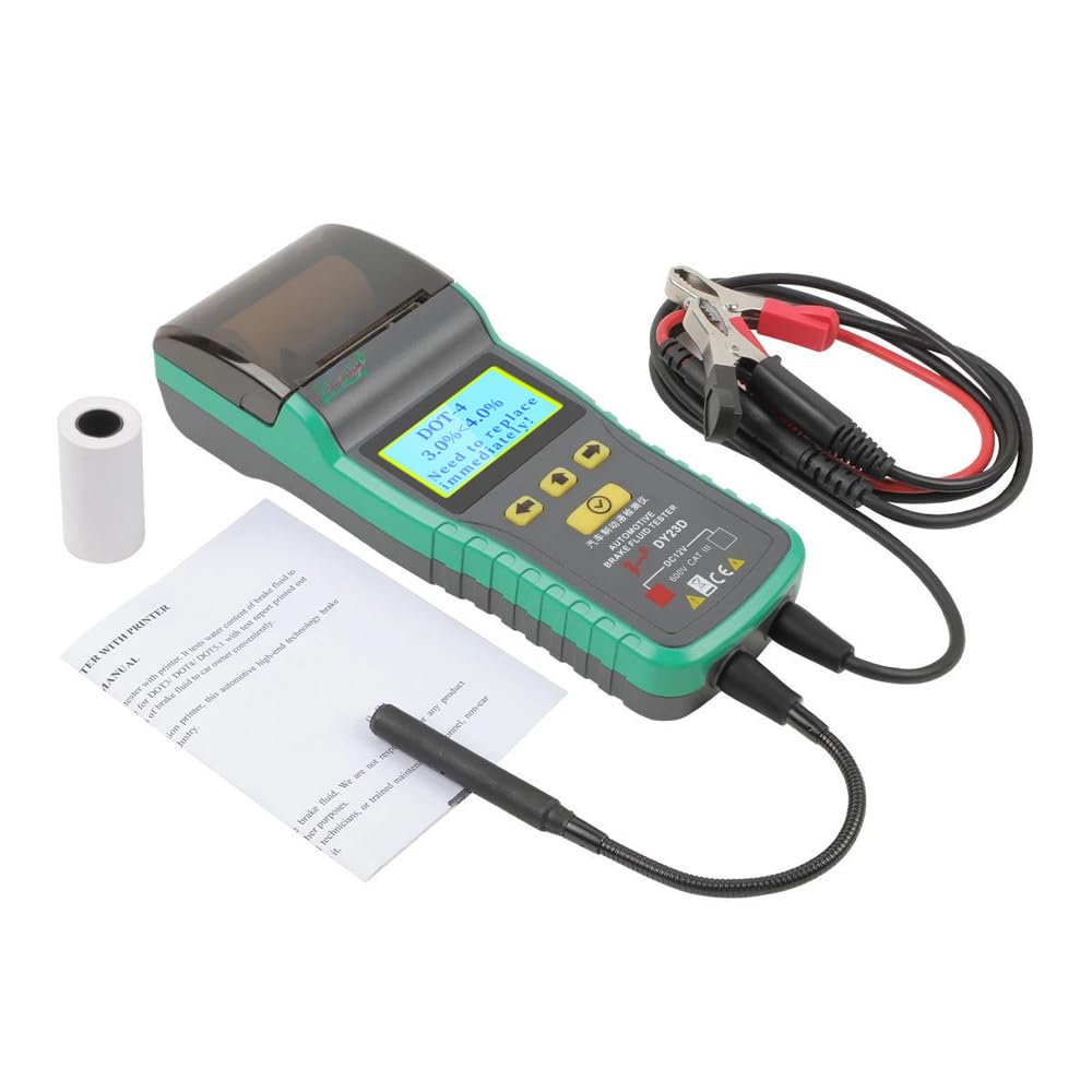Probador de Líquido Frenos para Coche con Impresora Herramienta Precisa Prueba Contenido Agua Alarma Acústica y Visual Comprobación Vehículos