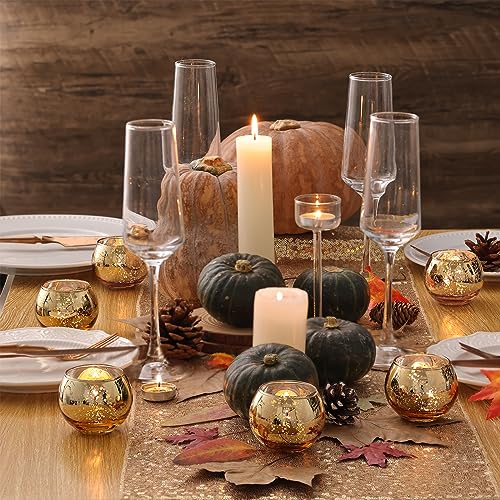 Volens 8541837587 Round Gold Votive Candle Holders, Mercury Glass Candle Holder Set Of 12 thumb #3