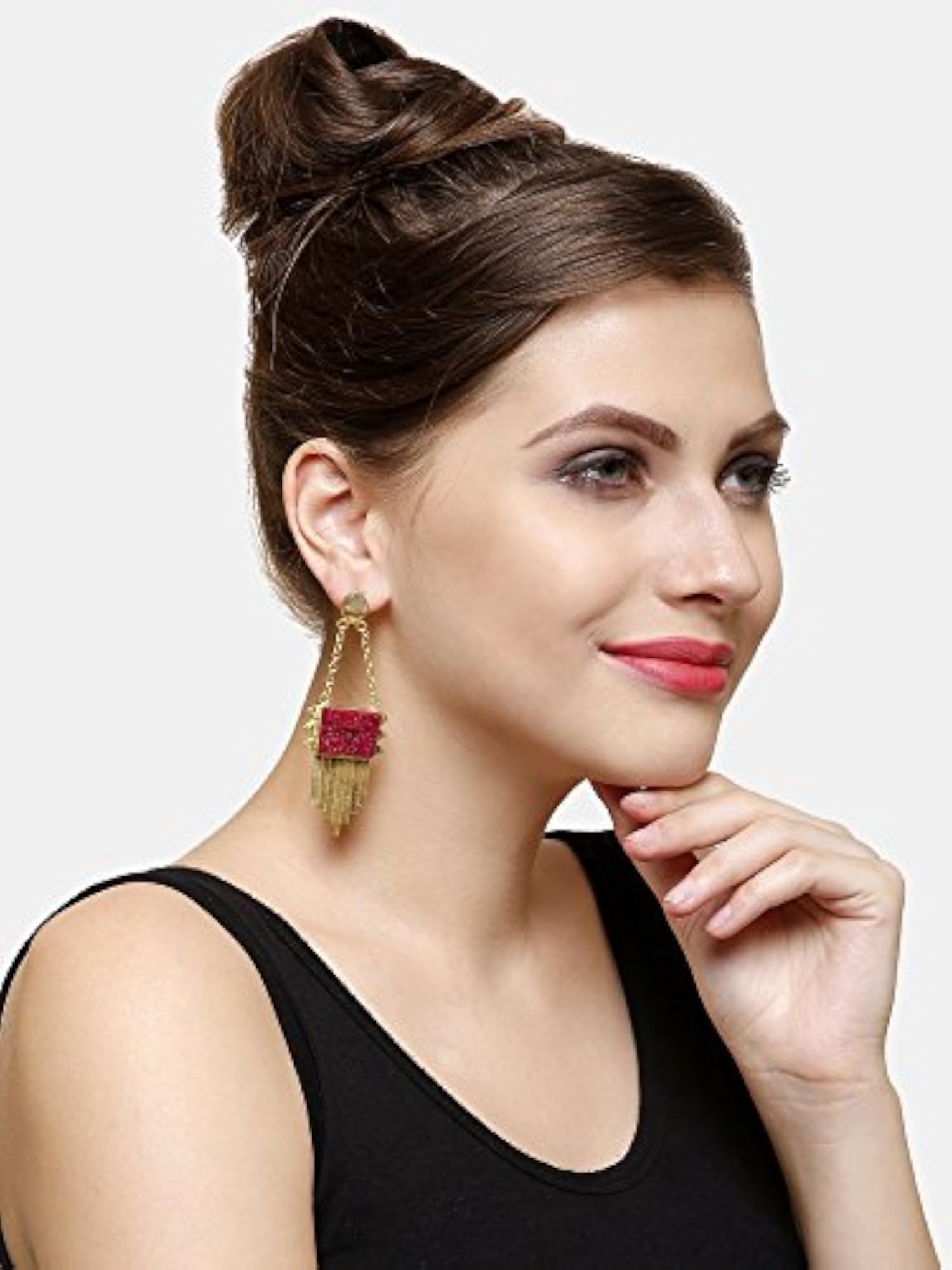 Women's Milan Red Harmony Druzy Dangle & Drop Earrings