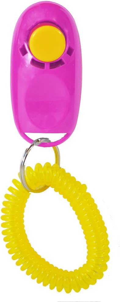 AKORDAnimal Dog Cat Puppy Kitten Training Clicker Obedience Aid Plus Wrist Strap, Pink