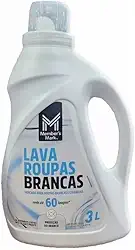 Sabão Líquido para Roupas Brancas, Lava Roupas Líquido Roupas Brancas Members Mark 3L, Tecidos brancos e coloridos. Proteção do branco.