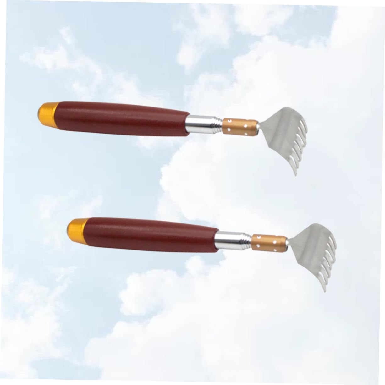 2 piezas de rascador de espalda elástico, rascador de espalda de mano, herramienta raspadora, rascador de acero inoxidable, herramientas para hombres, masajeador de cosquillas, hombre de madera
