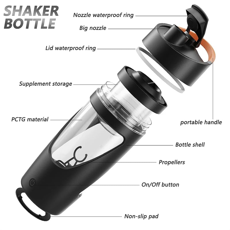 Image of PowerBlend Pro Electric Protein Shaker Bottle | 700ml Electric Shaker, 7500 RPM, Leakproof & IP67 Waterproof | Rechargeable, Heat-Resistant Tritan | Portable Multipurpose Use with Storage Box (Pink)