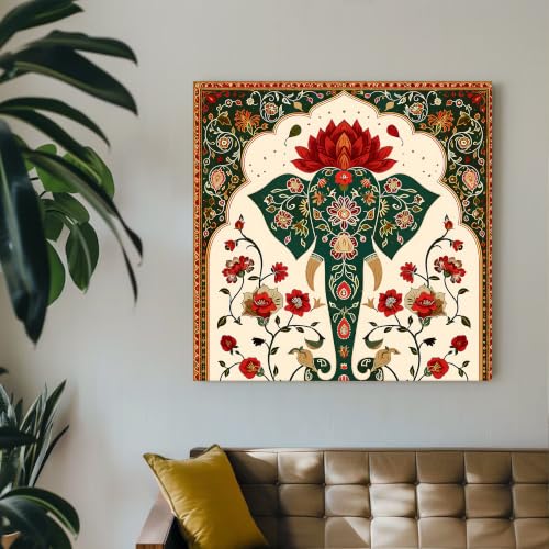 Image of Large Stretched Canvas Painting, Panel Wall Painting Elephant Stretched Luxury Paintings for Home Decoration, Living room, Bedroom and Office Decor (Pink, 22x22 Inch)