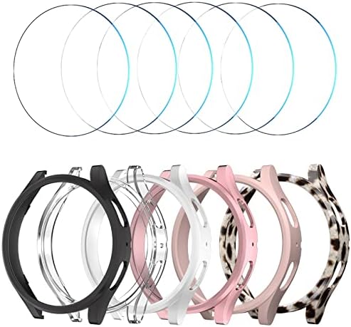 [6+6Pack] Screen Protector Case for Samsung Galaxy Watch 5 / Galaxy Watch 4 40mm, HASDON Bubble Free Tempered Glass Film + Waterproof Hard PC Bumper No Water Collected Protective Cover