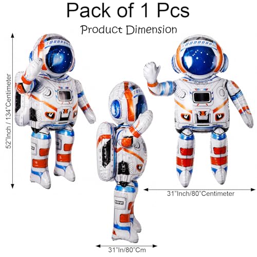 Image of Rozi Decoration Astronaut Foil Balloon Large Size Space Theme Decoration, 1 Pcs Giant Astronaut Balloon for Kids Birthday Party, Space Theme Party Supplies