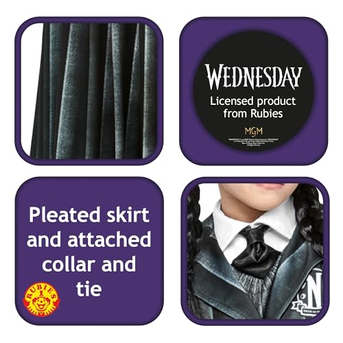 Disfraz completo uniforme escolar Wednesday Addams para niños miniatura 3